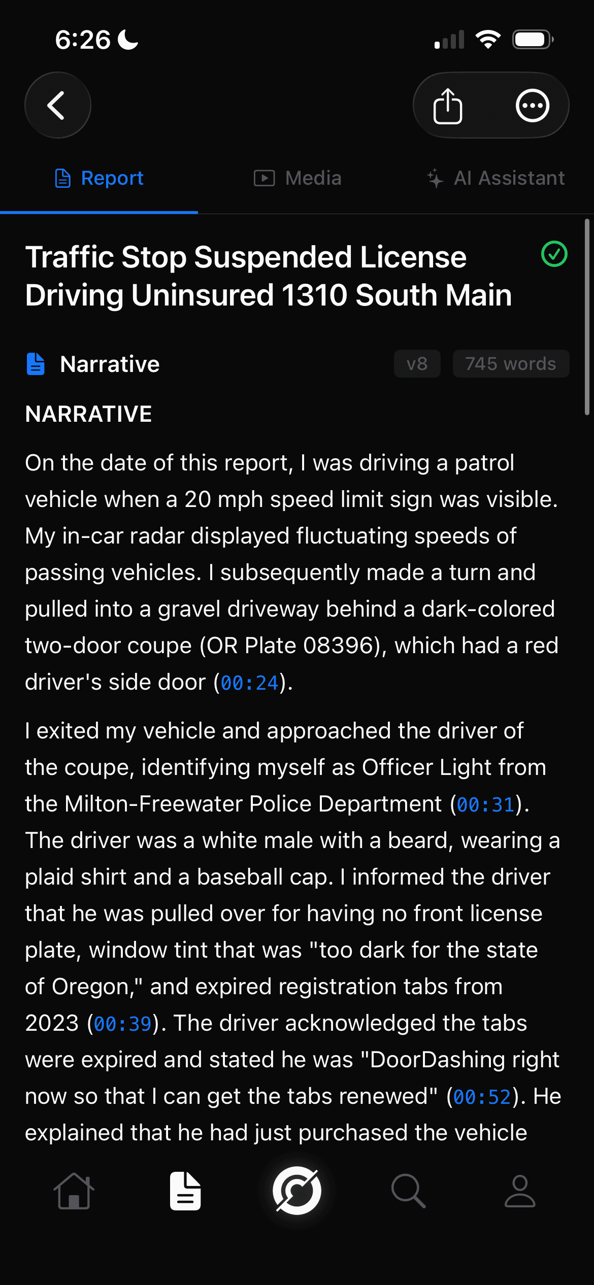 Code Four Flash mobile workflow screen 1